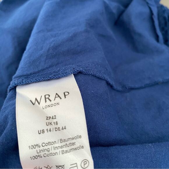 Wrap London Navy Blue Eyelet Lace Tiered Dress size 14 - Picture 9 of 10